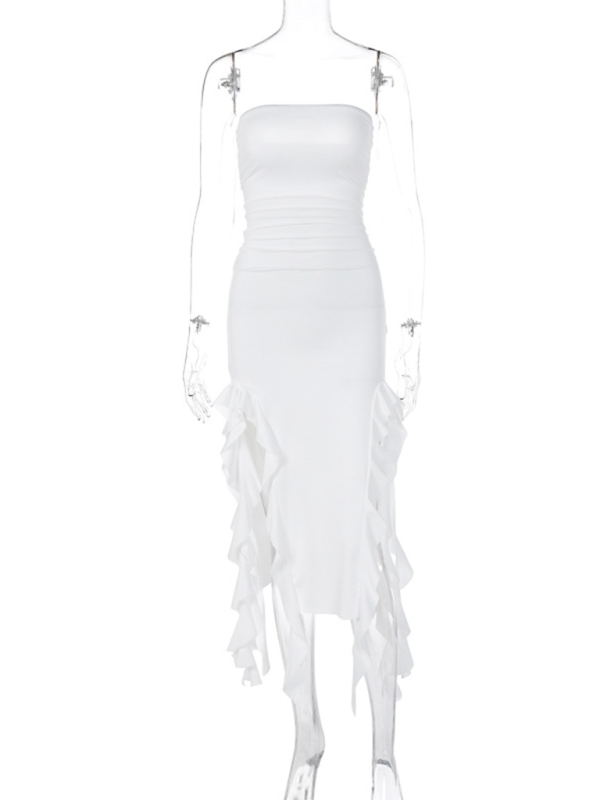 Ladies new fashion  personality wrap chest irregular dress