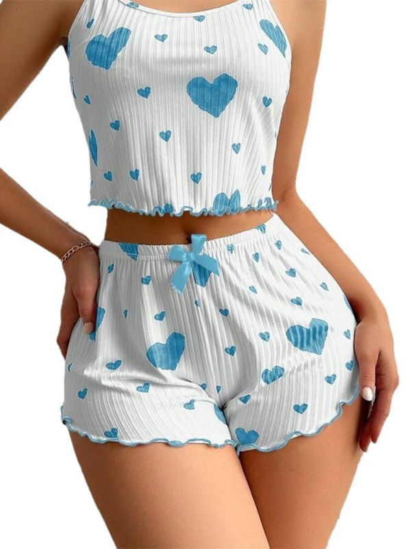 Lingerie  Love Print Sweet Suspender Shorts Set