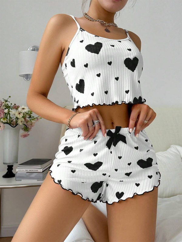 Lingerie  Love Print Sweet Suspender Shorts Set