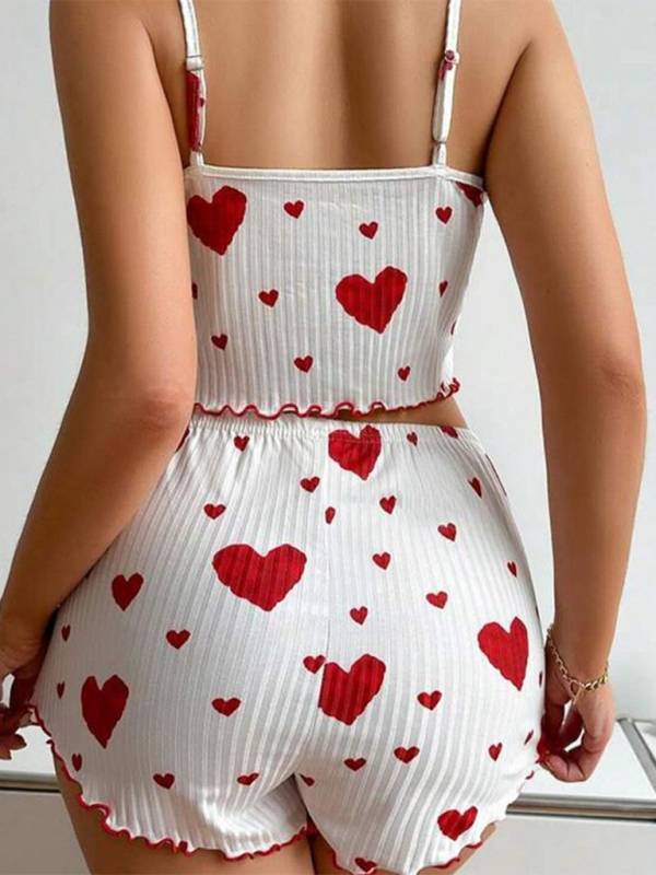 Lingerie  Love Print Sweet Suspender Shorts Set