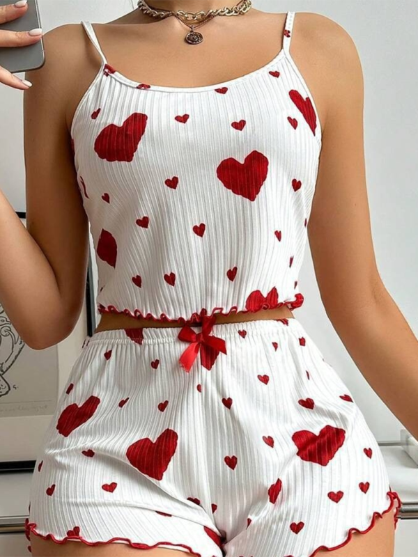 Lingerie  Love Print Sweet Suspender Shorts Set