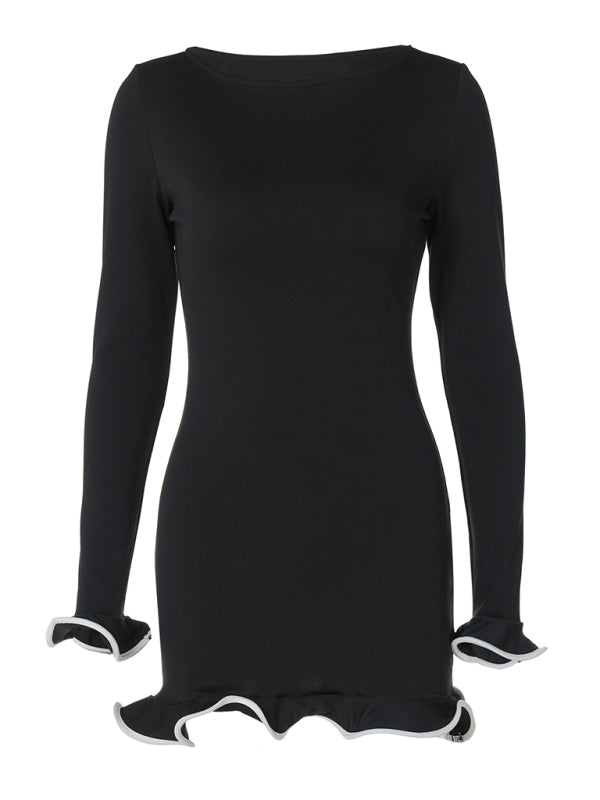 Tight short skirt ruffle dress