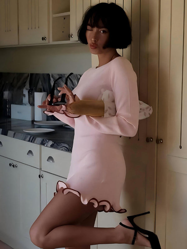 Tight short skirt ruffle dress