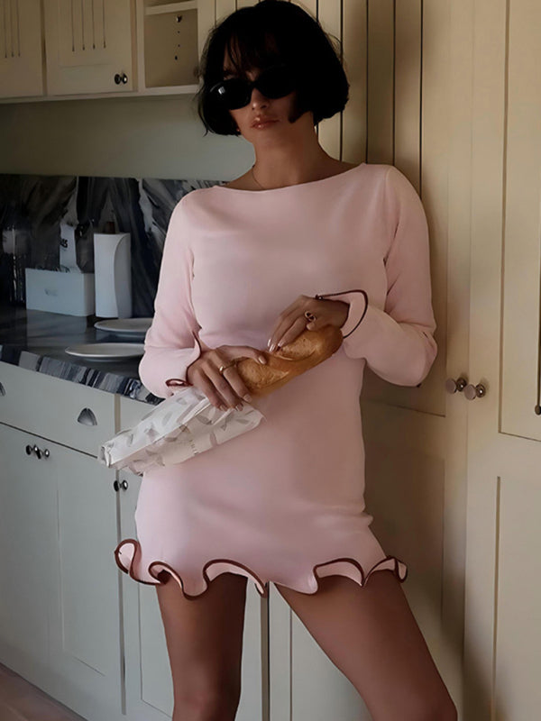 Tight short skirt ruffle dress