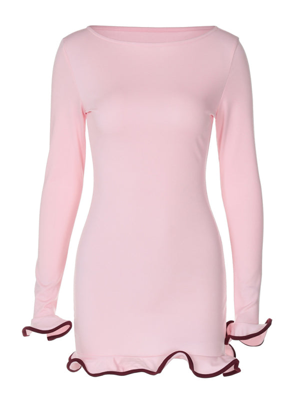 Tight short skirt ruffle dress