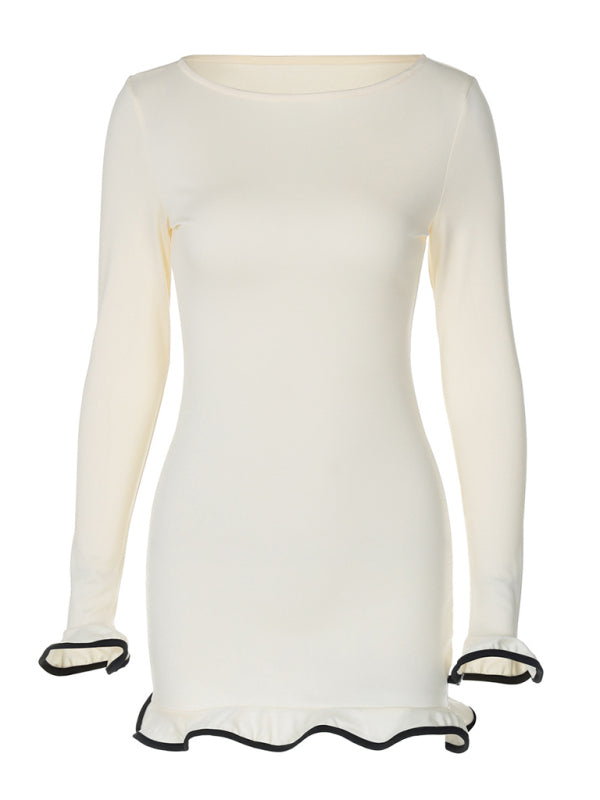 Tight short skirt ruffle dress