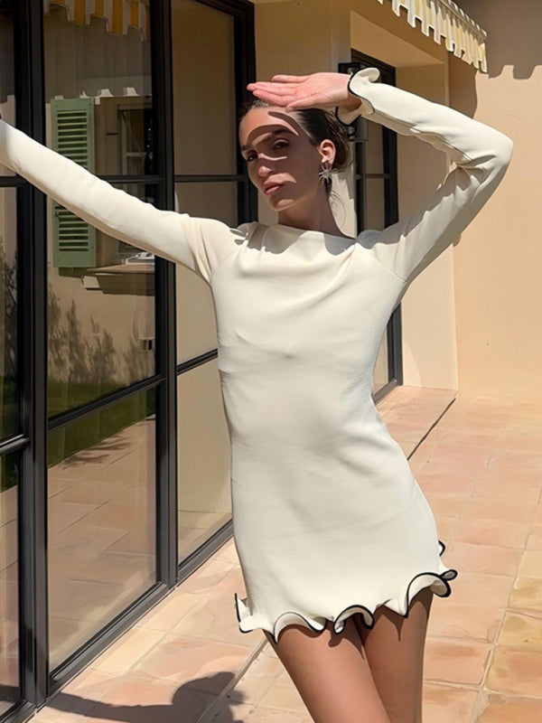 Tight short skirt ruffle dress