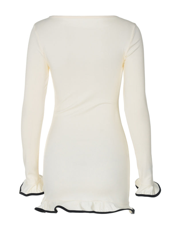 Tight short skirt ruffle dress