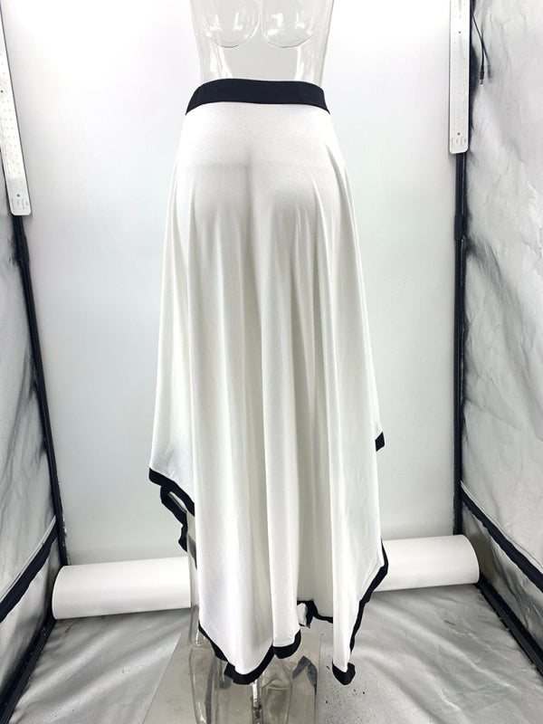 Long-sleeve irregular solid color  two-piece set