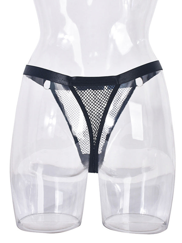 Women’s Fishnet Low-Waist Adjustable Thong Panties (Sheer & Comfortable)