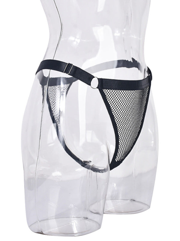 Women’s Fishnet Low-Waist Adjustable Thong Panties (Sheer & Comfortable)