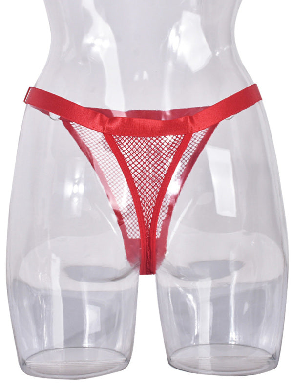 Women’s Fishnet Low-Waist Adjustable Thong Panties (Sheer & Comfortable)