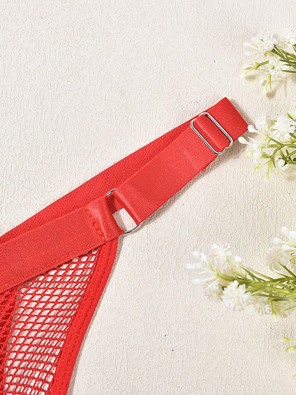 Women’s Fishnet Low-Waist Adjustable Thong Panties (Sheer & Comfortable)