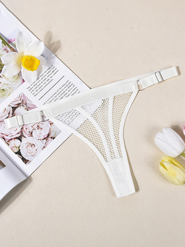 Women’s Fishnet Low-Waist Adjustable Thong Panties (Sheer & Comfortable)