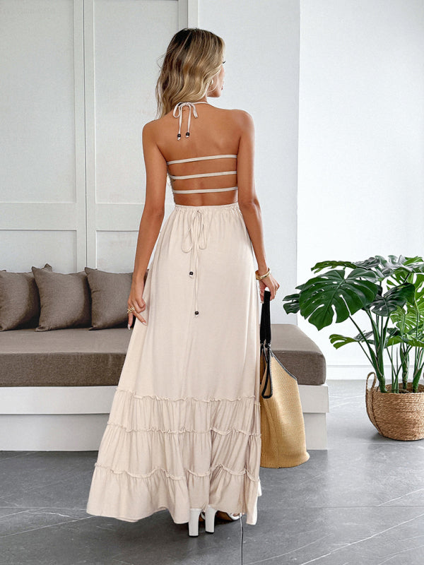 Elegant halter neck tube top cake dress