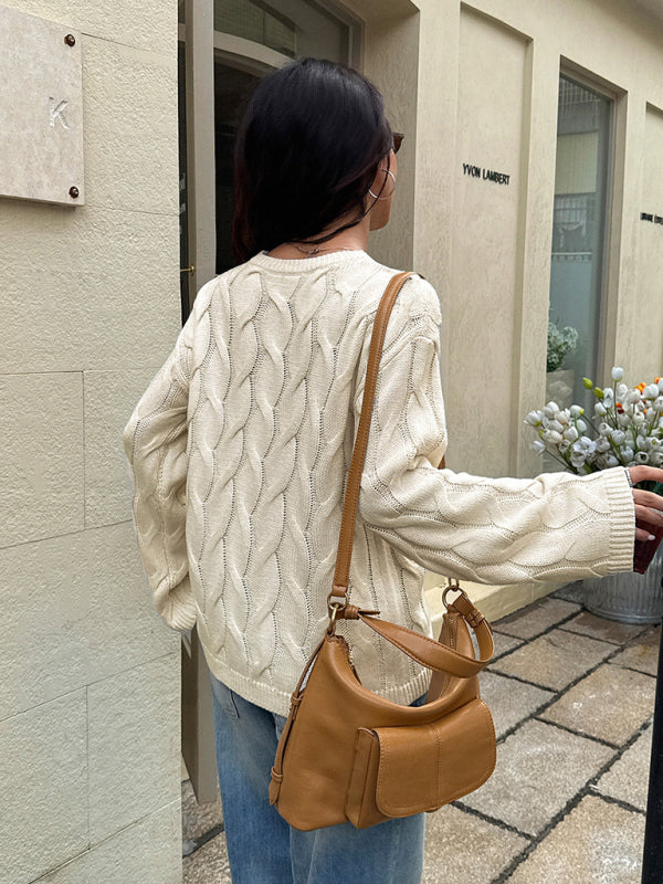 Casual simple long-sleeved solid color sweater