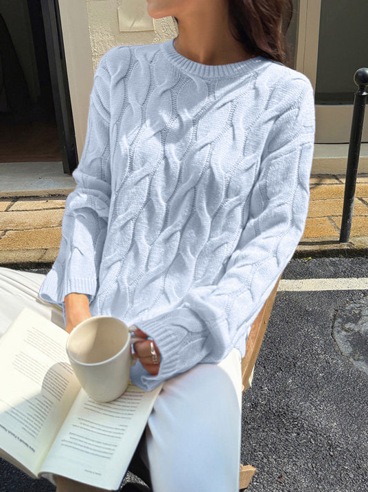 Women’s Casual Long-Sleeve Jumper — Solid Colour