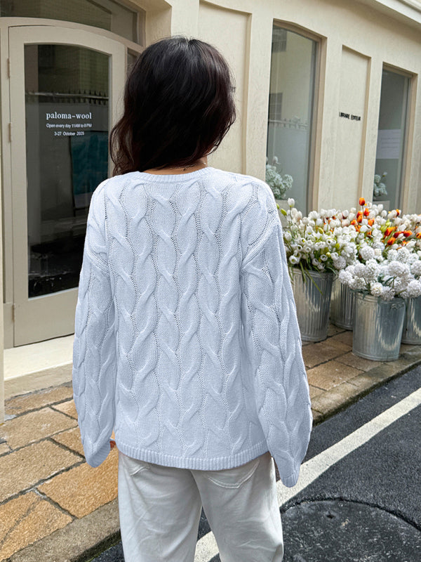 Casual simple long-sleeved solid color sweater