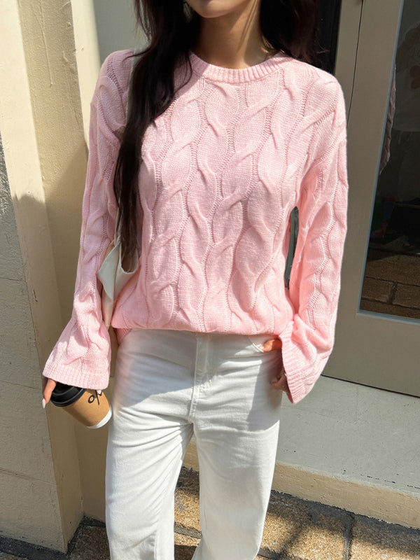 Casual simple long-sleeved solid color sweater