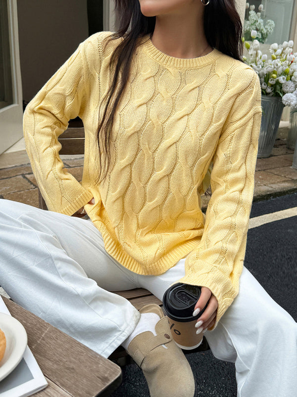 Casual simple long-sleeved solid color sweater