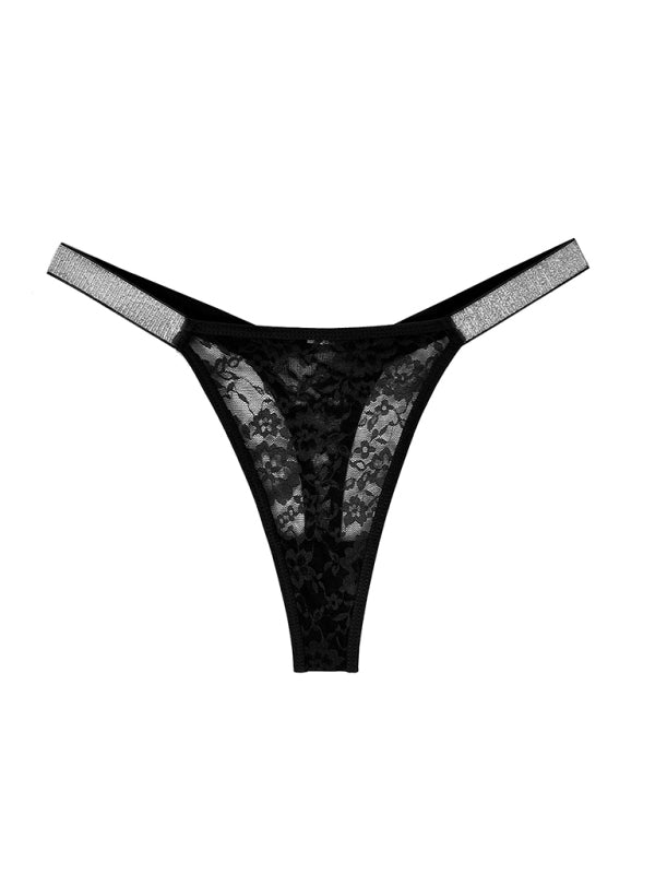 Women’s Lace Knit Low-Rise Sheer One-Piece Underwear