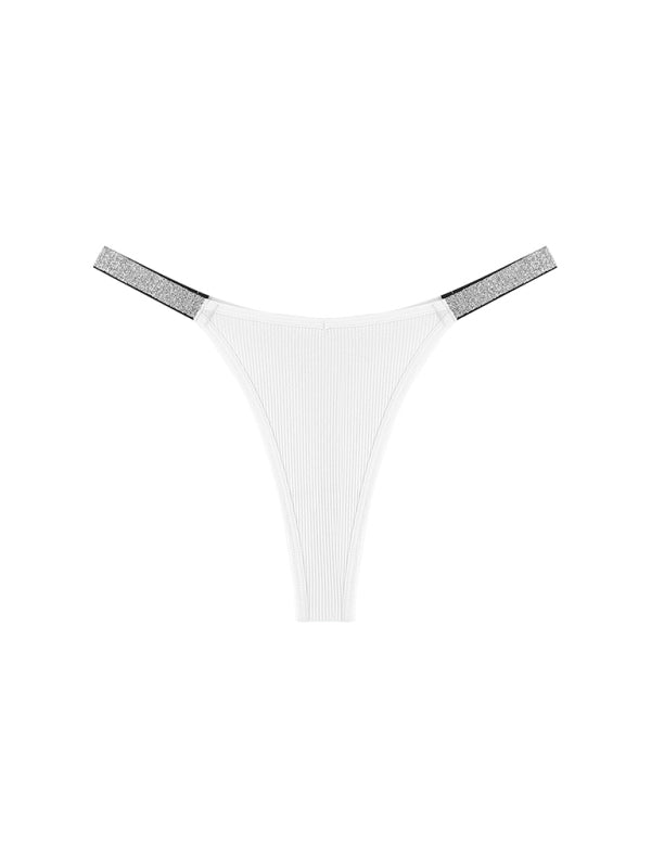 Women’s Multicolor Knitted Thong with Silver Ribbon Thread