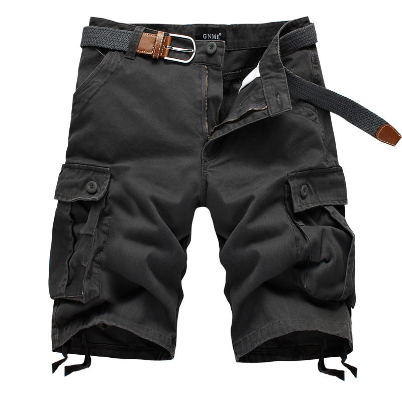 Straight Leg Cropped Men's Loose Casual Outdoor Sports Cargo Shorts (Without Belt)